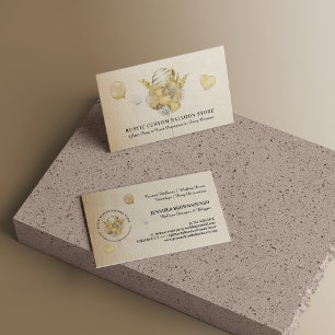 Beige Gold Festive Balloons Party Event Planner Business Card