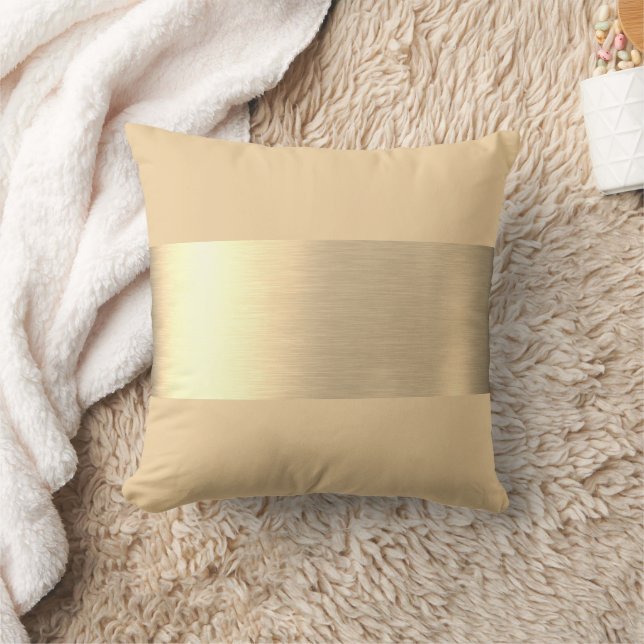 Beige Gold Foil Rustic Faux  Cushion (Blanket)