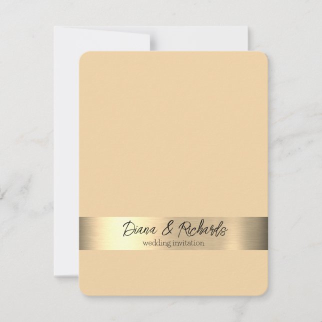 Beige Gold Foil Rustic Faux Wedding Invitation (Front)