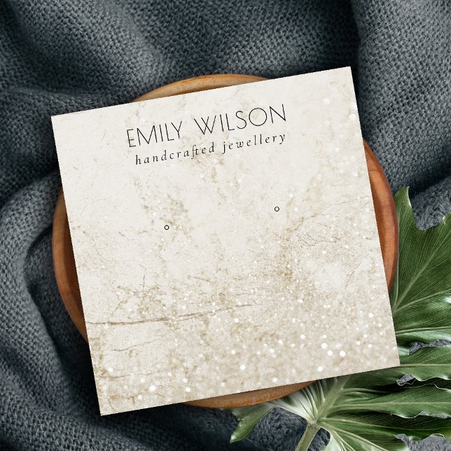 Beige Gold Mable Glitter Stud Earring Display Square Business Card (Creator Uploaded)