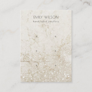 Beige Gold Marble Glitter 3 Stud Earring Display Business Card