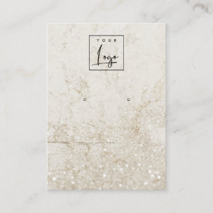 Beige Gold Marble Stud Earring Logo Display Business Card