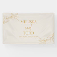 Beige Gold Minimal Minimalist Branch Leaf Wedding