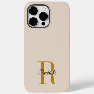 Beige Gold Monogram Name Initial  Case-Mate iPhone 14 Pro Max Case