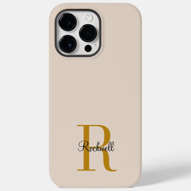 Beige Gold Monogram Name Initial  Case-Mate iPhone Case (Back)