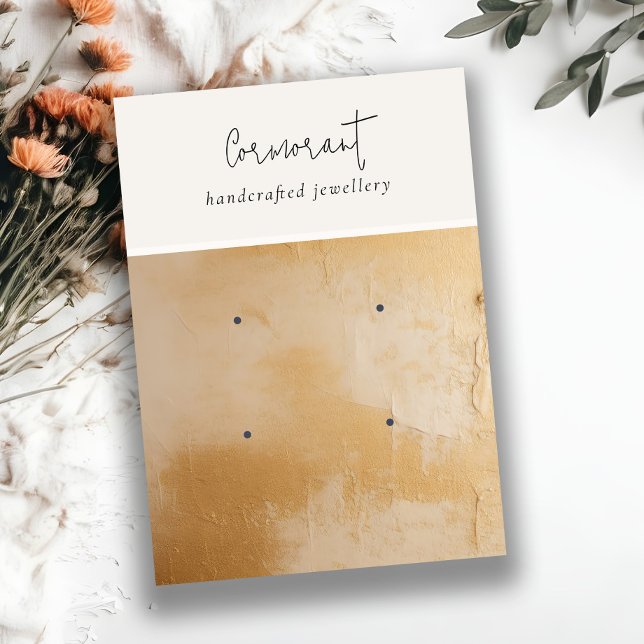 Beige Gold Oil Paint Texture 2 Earring Holder Business Card (Creator Uploaded)