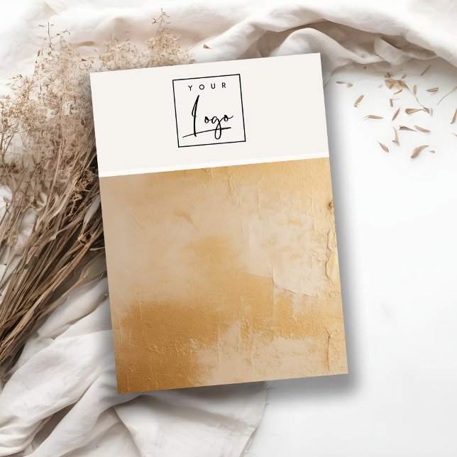 Beige Gold Oil Paint Texture Logo Blank Jewellery Business Card (Creator Uploaded)