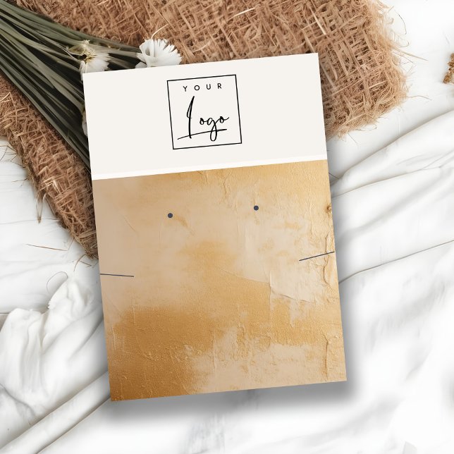 Beige Gold Oil Paint Texture Logo Earring Necklace Business Card (Creator Uploaded)
