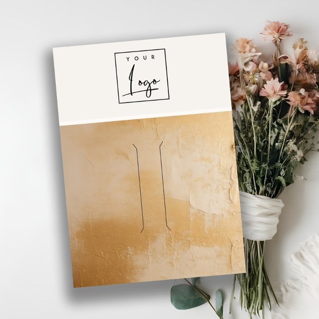 Beige Gold Oil Paint Texture Logo Hairpin Display Business Card (Creator Uploaded)
