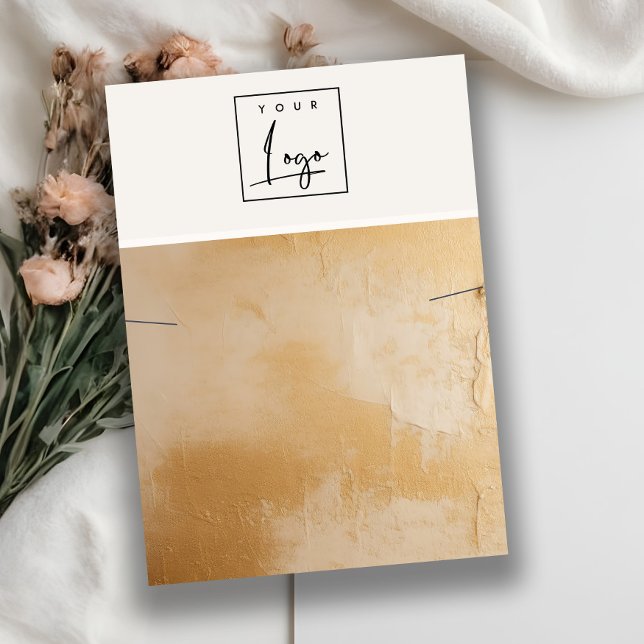 Beige Gold Oil Paint Texture Logo Necklace Display Business Card (Creator Uploaded)