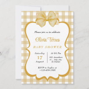 beige,golden White Watercolor Baby Shower Invitation