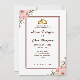 Beige gorgeous aesthetic floral modern wedding  invitation