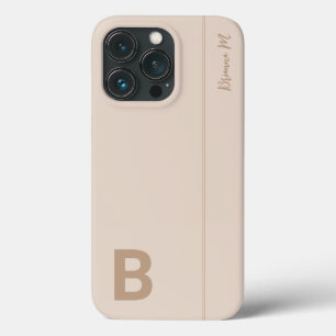 Beige & Gray Minimal Modern Initial Monogram iPhone 13 Pro Case