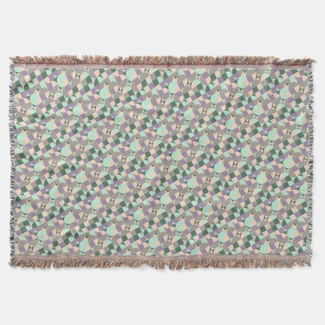 Beige green abstract circle pattern Throw Blanket (Front)
