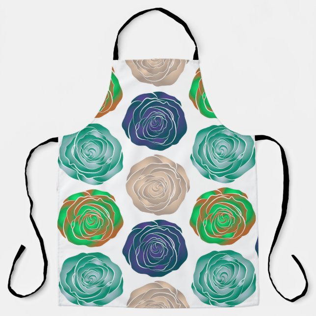 Beige,  green and violet floral seamless pattern.  apron (Front)
