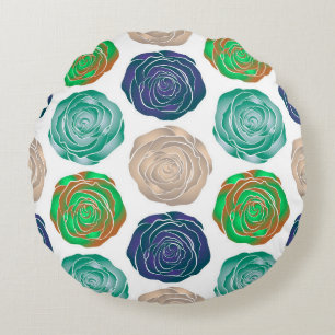 Beige,  green and violet floral seamless pattern.  round cushion