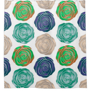 Beige, green and violet floral seamless pattern. shower curtain