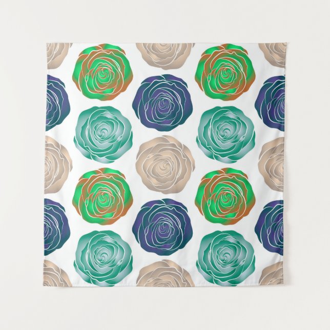 Beige,  green and violet floral seamless pattern.  tapestry (Front)
