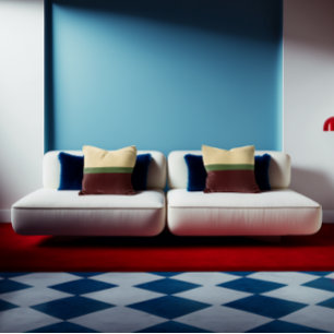 Beige, Green, Burgundy Colorblock Stripes Cushion