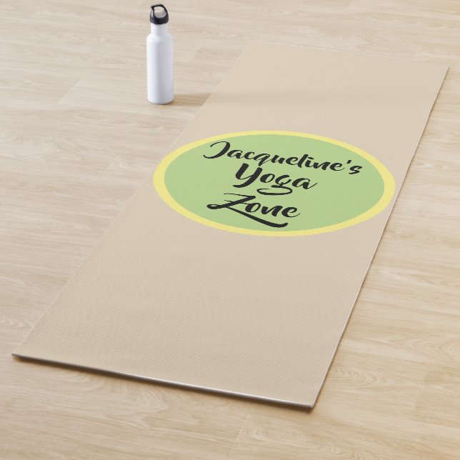 Beige Green Circle Yoga Mat (In Situ)