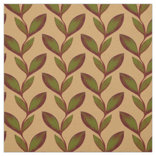 Beige & Green elegant seamless leafy pattern plant Fabric