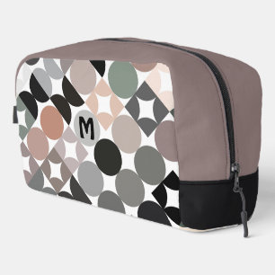 Beige Green Grey Black Midcentury Circles Pattern Dopp Kit