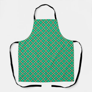 Beige green , plaid pattern apron