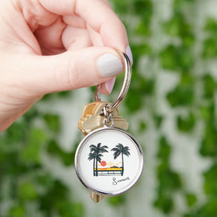 Beige Green Summer Beach Key Ring