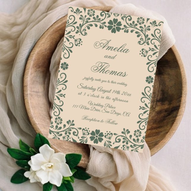 Beige Green Talavera Wedding  Invitation (Creator Uploaded)