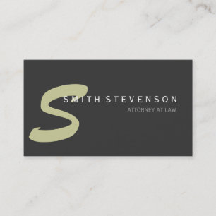 Beige Grey Monogram Attorney Business Card