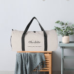 Beige grey monogram initials name modern duffle bag<br><div class="desc">Beige,  grey background.  Personalise and add your first name,  monogram initials and full name.</div>