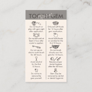 Beige Grey Physical Printed Tooth Gem Aftercare Business Card