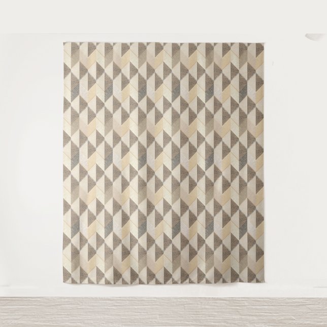 Beige, grey rhombic  textured pattern.  tapestry (Front)