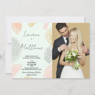 Beige Grey Wedding Invitations with photo