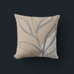 Beige Grey & White Abstract Watercolor Leaves Cushion<br><div class="desc">Stylish throw pillow features a minimalist artistic watercolor botanical design in a neutral beige and grey colour palette with white accents. This artistic composition is constructed from a simple illustration of organic leaves with a simple watercolor Memphis style design element in the lower right hand corner; a stylish botanical design....</div>