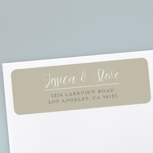 Beige Grey & White Elegant Wedding Return Address Label (Creator Uploaded)