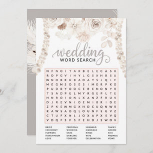 Beige Grey White Floral Pearl Bridal Shower Game Invitation