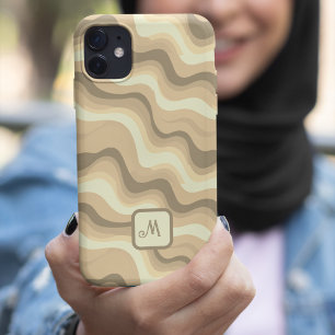 Beige Groovy retro aesthetic - Monogrammed iPhone 11 Pro Case