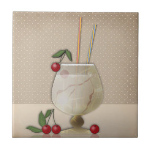 Beige grunge retro vintage cocktail glass cherry p ceramic tile