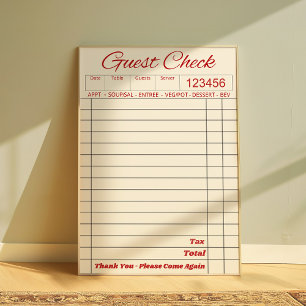 Beige Guest Check Aesthetic Wall Art Poster