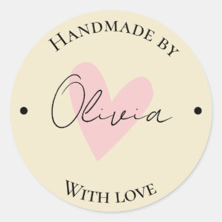 beige handmade  classic round sticker