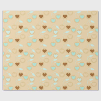 beige heart cherries wrapping paper