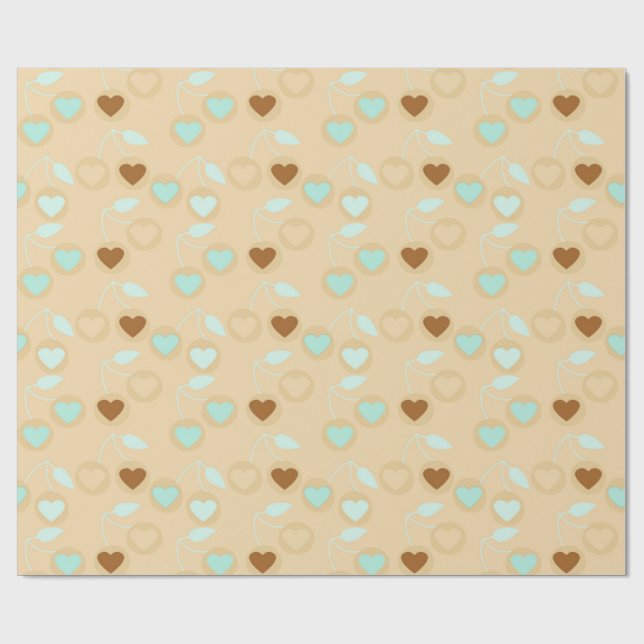beige heart cherries wrapping paper (Flat)
