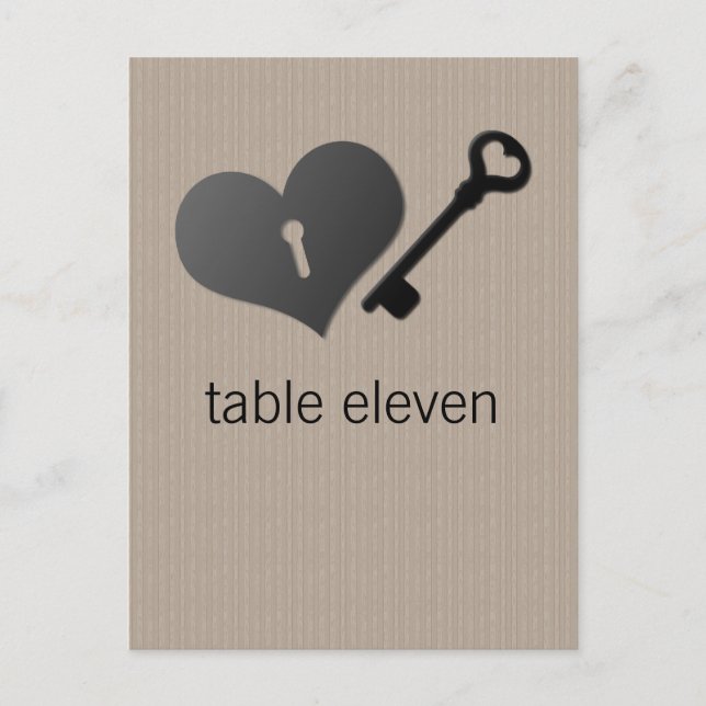 Beige Heart Lock and Key Table Postcard (Front)