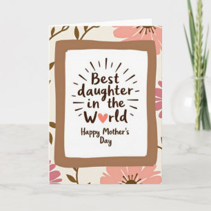 Beige Hearts Mothers Day Card