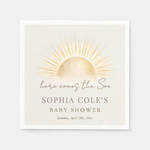 Beige Here Comes The Son Baby Shower Party Napkin