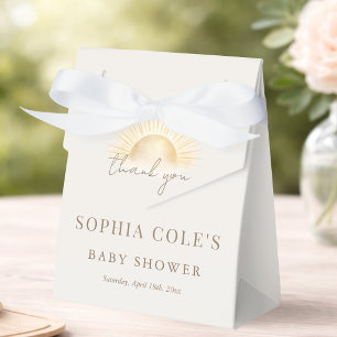 Beige Here Comes The Son Baby Shower Thank You Favour Box