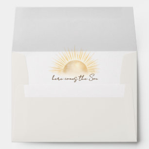 Beige Here Comes The Sun Baby Shower Envelope