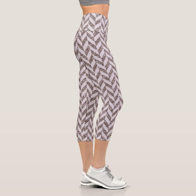 Beige Herringbone  Capri Leggings (Right)