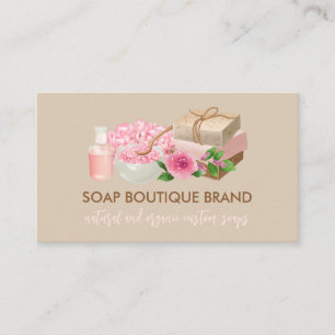 Beige Homemade Handmade Craft Soap Maker Business Card